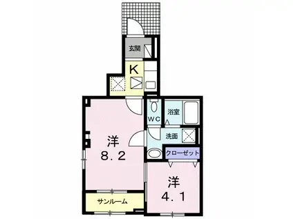 メゾン牧の里(2K/1階)の間取り写真