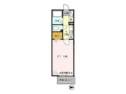 ソシアパート Ⅱ(1K/1階)の間取り写真