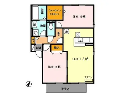 ベルジェⅠ・Ⅱ(2LDK/1階)の間取り写真