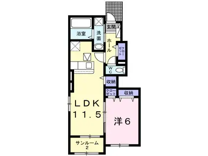 ソレイユ Ⅱ(1LDK/1階)の間取り写真