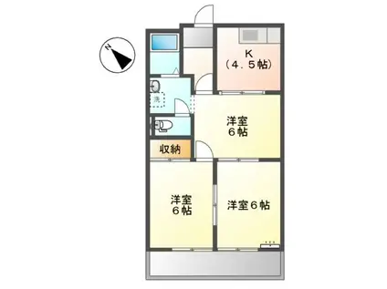 エクセルハイム(3K/2階)の間取り写真