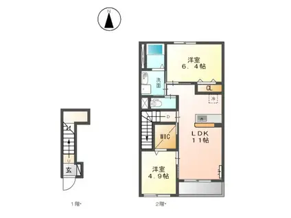 FELICEⅢ(2LDK/2階)の間取り写真