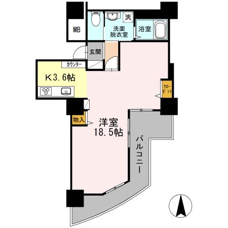 品川シーサイドビュータワー2(1K/14階)の間取り写真