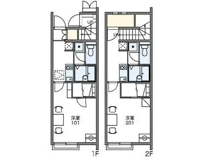 レオネクストリビングストン(1K/1階)の間取り写真
