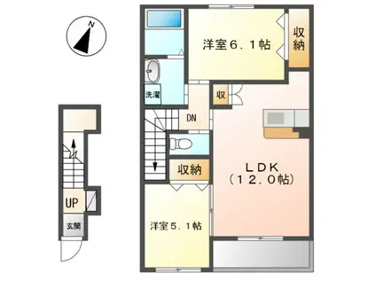 マンダリンヴィルⅢ(2LDK/2階)の間取り写真