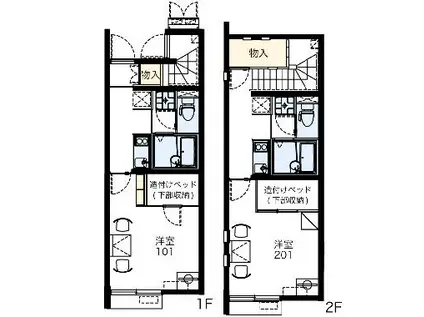 レオネクストグラシューズ(1K/1階)の間取り写真