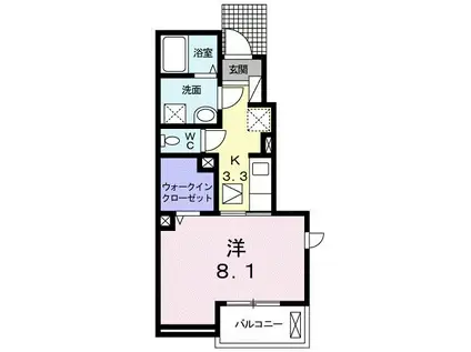 グランディールK.KⅤ(1K/1階)の間取り写真