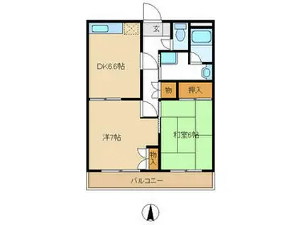 ハイムフォーリーⅡ(2DK/2階)の間取り写真