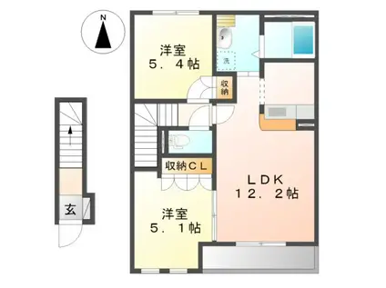 メゾン・ド・アシューレ(2LDK/2階)の間取り写真