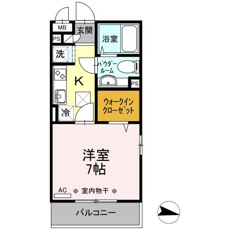 VERDURAⅠⅡ Ⅰ(1K/1階)の間取り写真