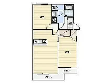 ローザンヌⅤ(2LDK/1階)の間取り写真