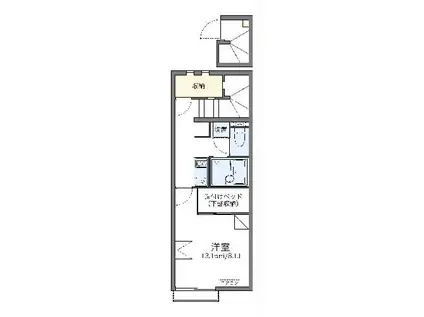 レオネクストサーフサイド海誠(1K/2階)の間取り写真