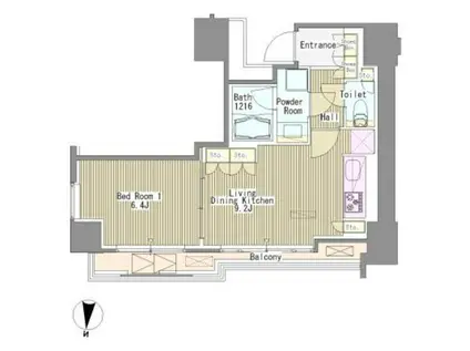 WHITE TOWER HAMAMATS(1LDK/8階)の間取り写真