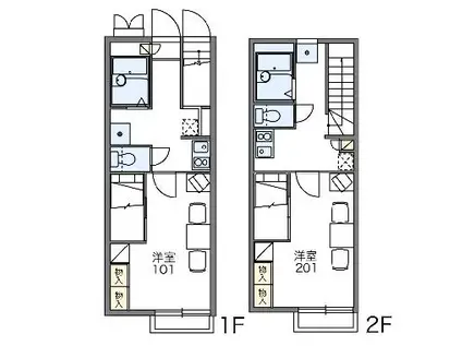 レオパレスイーグル(1K/2階)の間取り写真