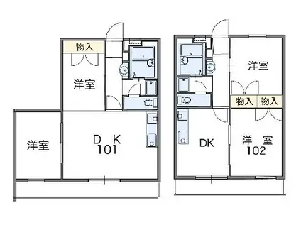 レオパレス嵐山(2DK/3階)の間取り写真