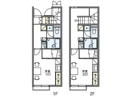 レオパレスフロンティアⅡ(1K/2階)の間取り写真