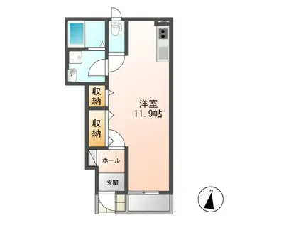 AILE GRAND(ワンルーム/1階)の間取り写真