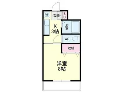 サンホワイト(1K/3階)の間取り写真