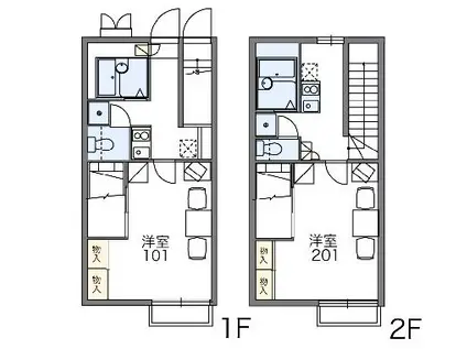 レオパレスサクセス(1K/2階)の間取り写真