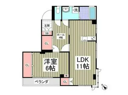 レジデンスクニヤ(1LDK/3階)の間取り写真