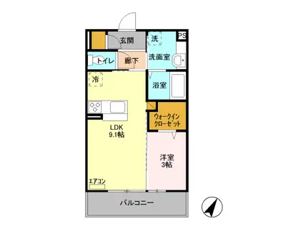 プラウドパークスT(1LDK/3階)の間取り写真