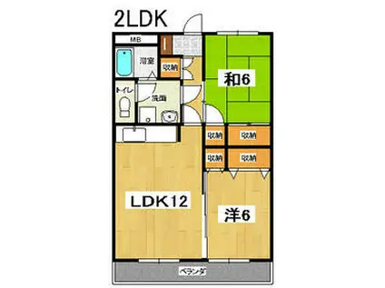 サンワマンション(2LDK/4階)の間取り写真