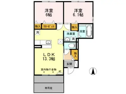 GRACE KUMANOⅢ(2LDK/1階)の間取り写真