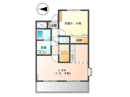 クレッシェンド(1LDK/2階)の間取り写真