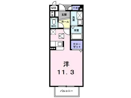 マルベリーⅠ(ワンルーム/1階)の間取り写真