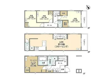 京浜東北・根岸線 北浦和駅 徒歩22分 3階建 築6年(3SLDK)の間取り写真