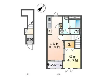 エンプレスⅥ(1LDK/2階)の間取り写真