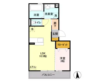 プライムステージ(1LDK/2階)の間取り写真