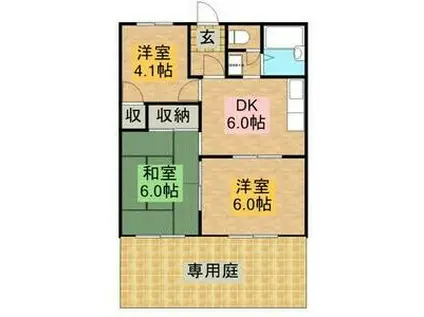 ルネパーク岸和田(3DK/1階)の間取り写真