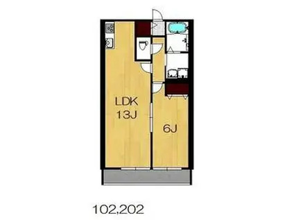 モンテブラン湘南(1LDK/2階)の間取り写真