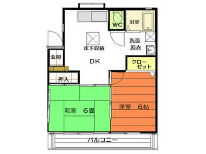 カームハイツ(2DK/1階)の間取り写真