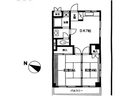 石井第1ビル(2DK/2階)の間取り写真