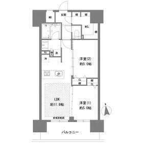 ラグゼナ八王子横山町(2LDK/8階)の間取り写真