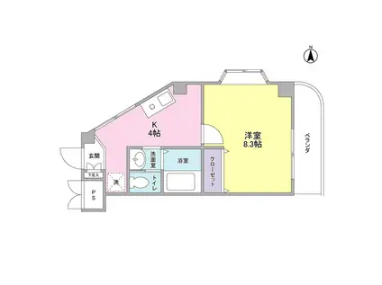 シーダーパーク(1K/2階)の間取り写真