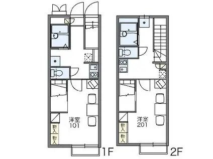 レオパレスUNEMEⅡ(1K/1階)の間取り写真