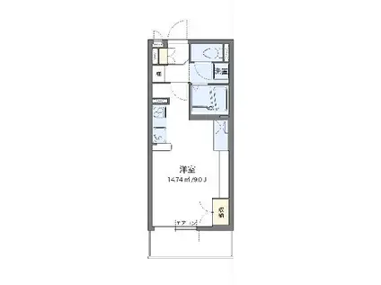 ミランダ山王(ワンルーム/3階)の間取り写真