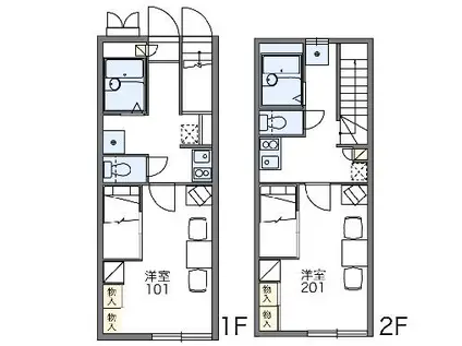 レオパレス月乃輪(1K/2階)の間取り写真