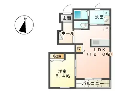 CALME BONHEUR1(1LDK/1階)の間取り写真