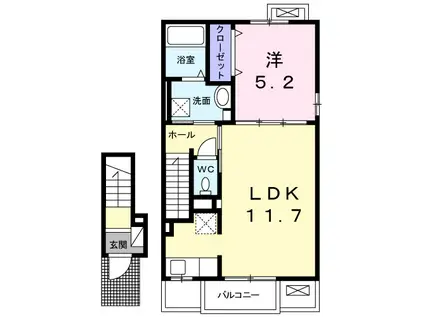 オリゾン Ⅰ(1LDK/2階)の間取り写真