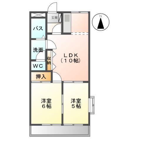 ルミエール(2LDK/2階)の間取り写真
