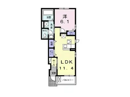 ソラーナ サウス(1LDK/1階)の間取り写真