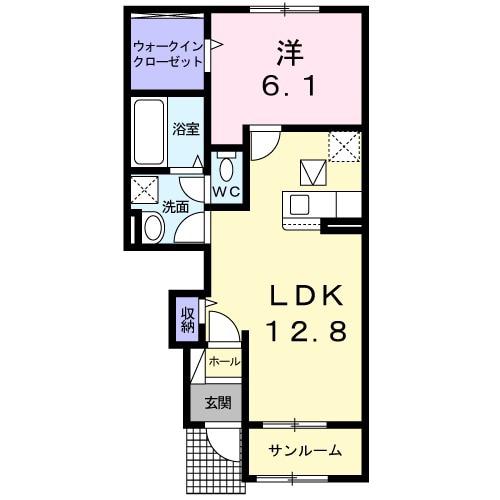 アンジュハイムⅠ(1LDK/1階)の間取り写真
