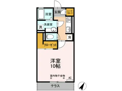 BLUE LIVE (1K/1階)の間取り写真