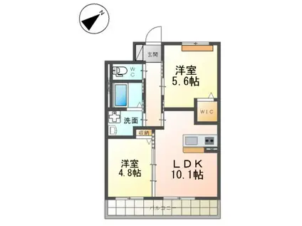 RESIDENCE ESPACIO(2LDK/1階)の間取り写真