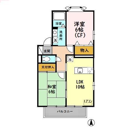 ヴィルヌーブ(2LDK/1階)の間取り写真