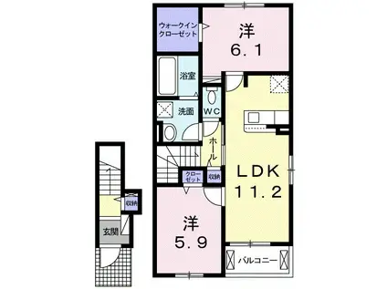 フェアリーズ ヒル LM Ⅰ(2LDK/2階)の間取り写真